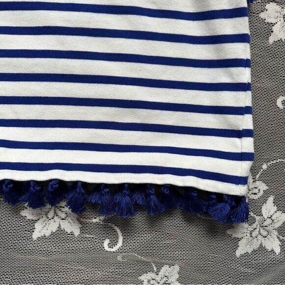 Kate Spade Broome Street Striped Puff  Sleeve Tassel Hem Top Sz Small - Picture 8 of 14